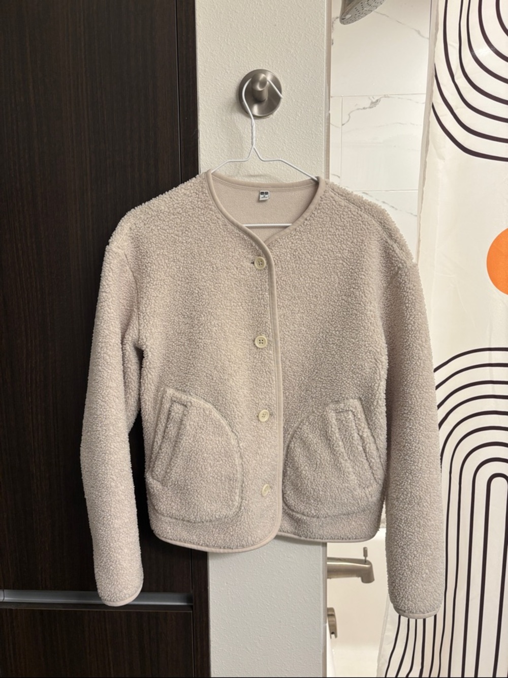 Uniqlo Beige Sherpa Button Jacket